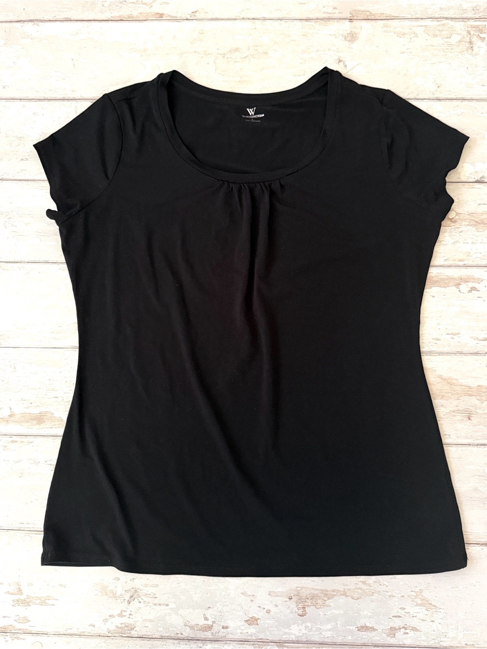 Worthington Women’s L/G Black Scoop Neck Short Sleeve Shirt Size Large